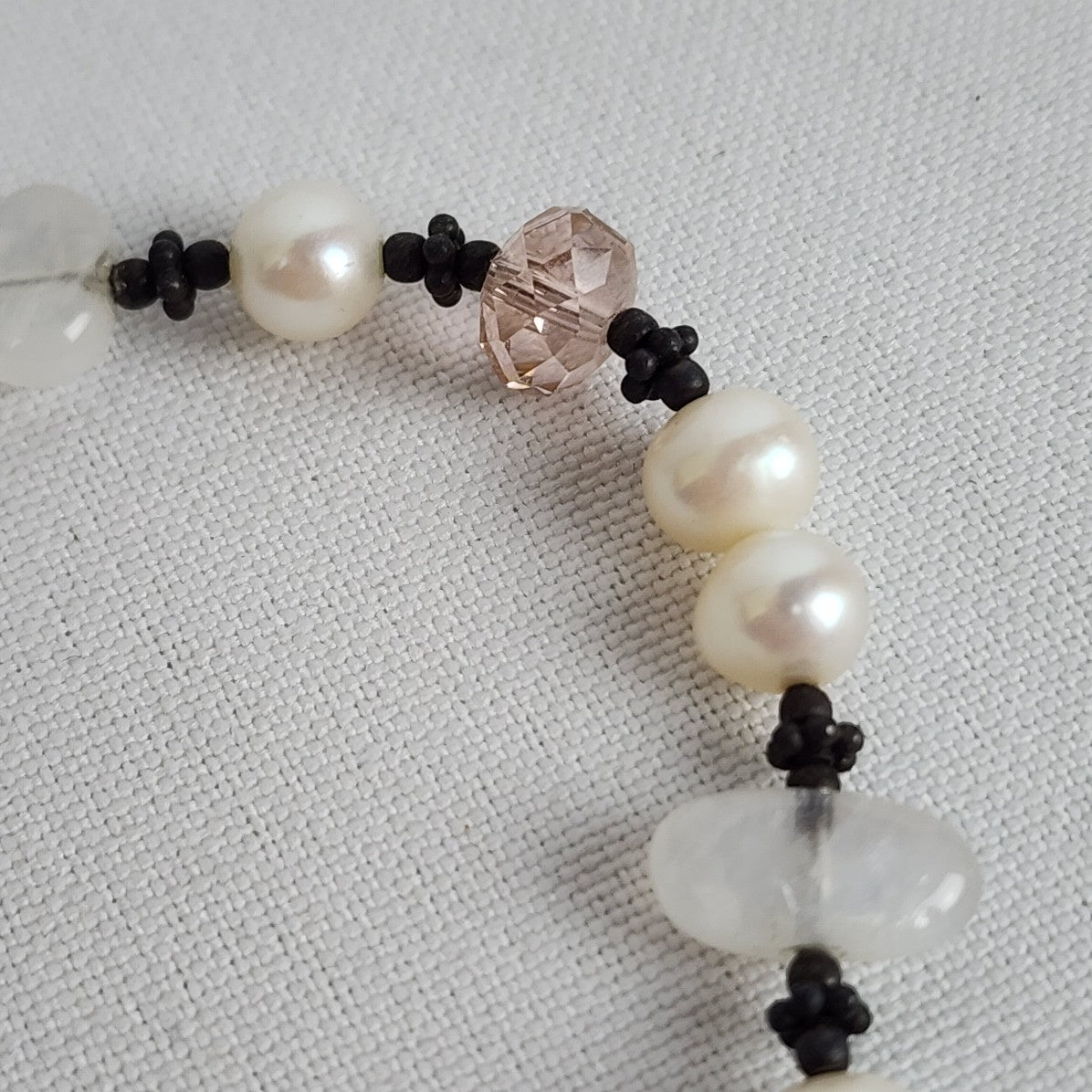 925 Sterling Silver Freshwater Pearl Quartz Beaded Toggle Necklace