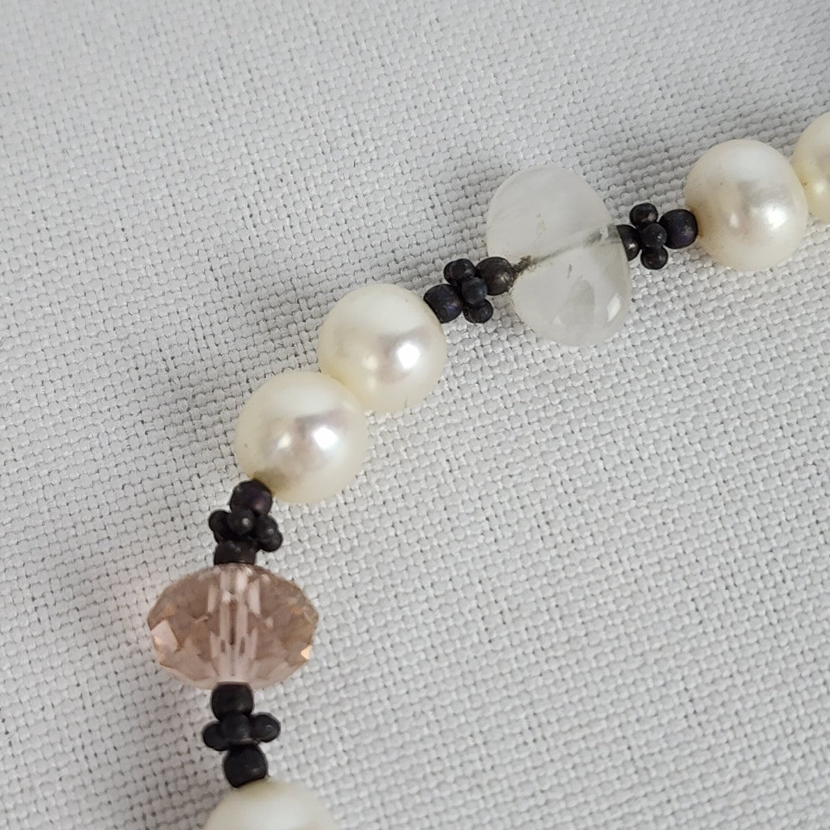 925 Sterling Silver Freshwater Pearl Quartz Beaded Toggle Necklace