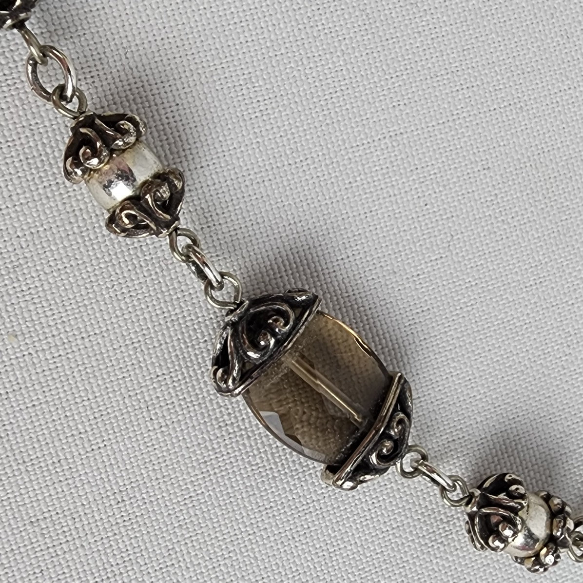 Brighton Smoky Glass Beaded Silver Chain Necklace