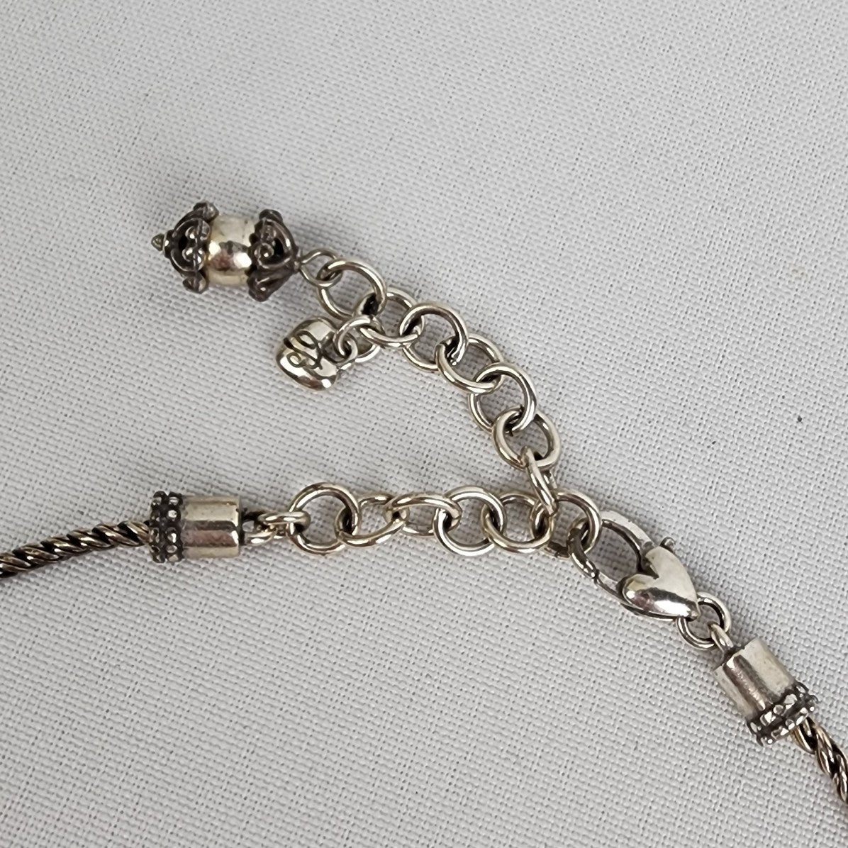 Brighton Smoky Glass Beaded Silver Chain Necklace
