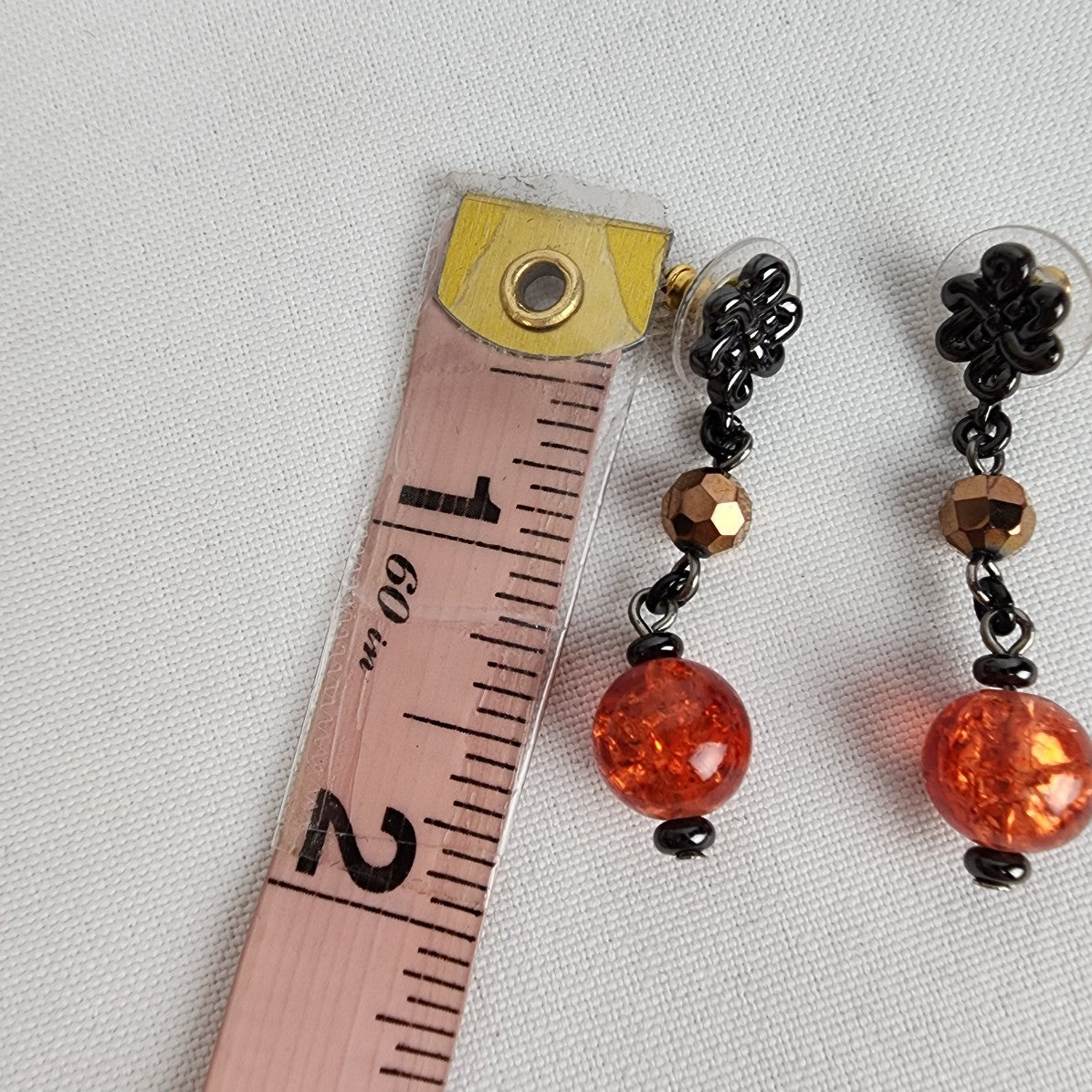 Red Glass Flower Pendant Chain Beaded Necklace & Earring Set