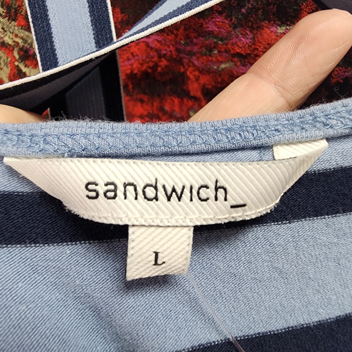 Sandwich Blue Striped Cotton Mini Dress Size L