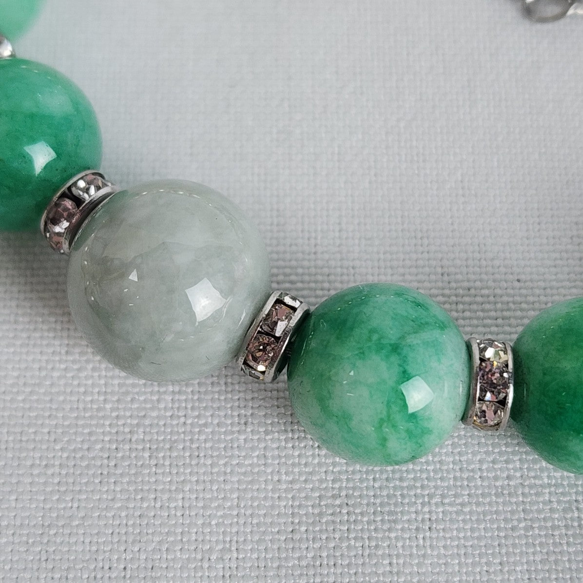 Faux Pearl Green Natural Stone Beaded Necklace Bracelet Set