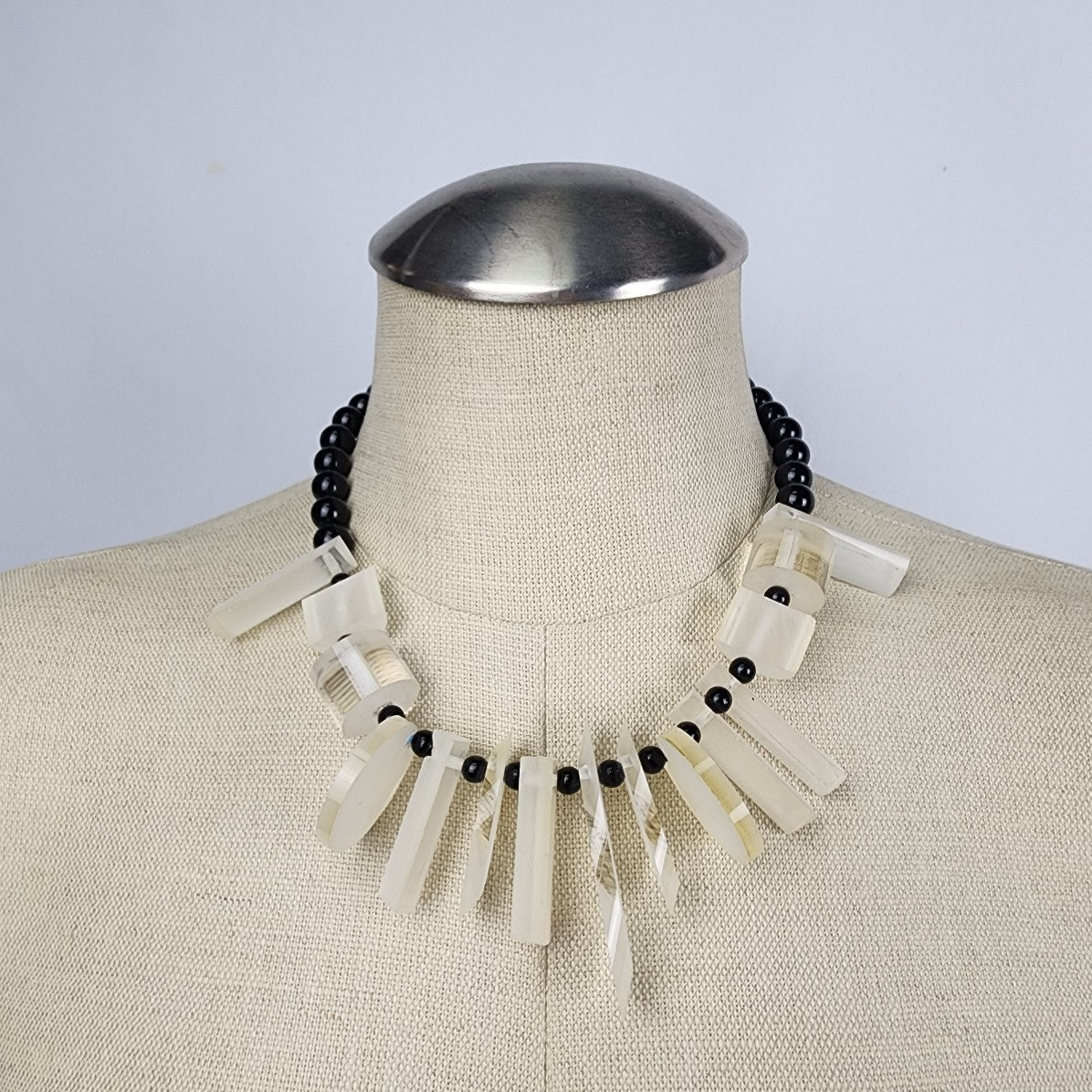 Vintage Black Frosted Beaded Statement Necklace – DYL Fashions