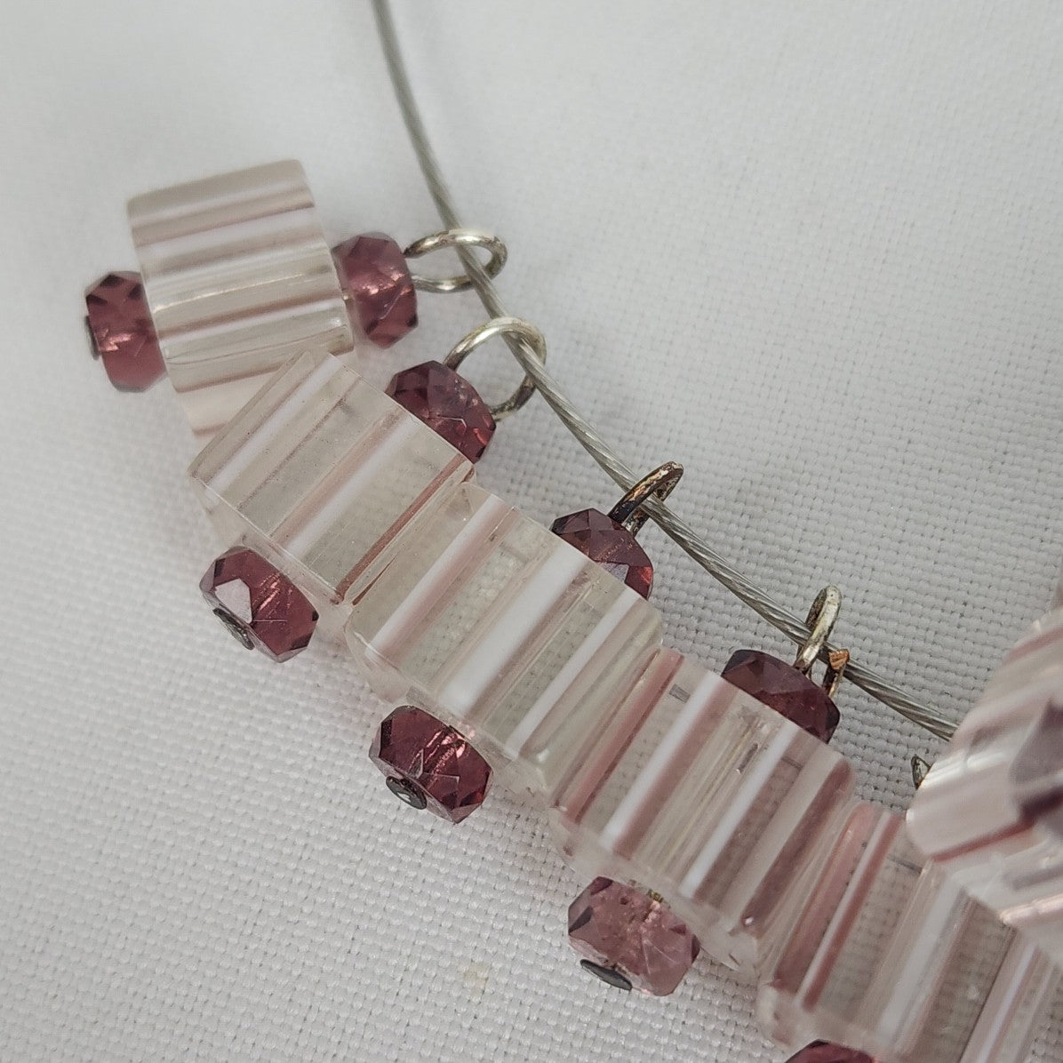Purple Square Glass Beads Statement Necklace