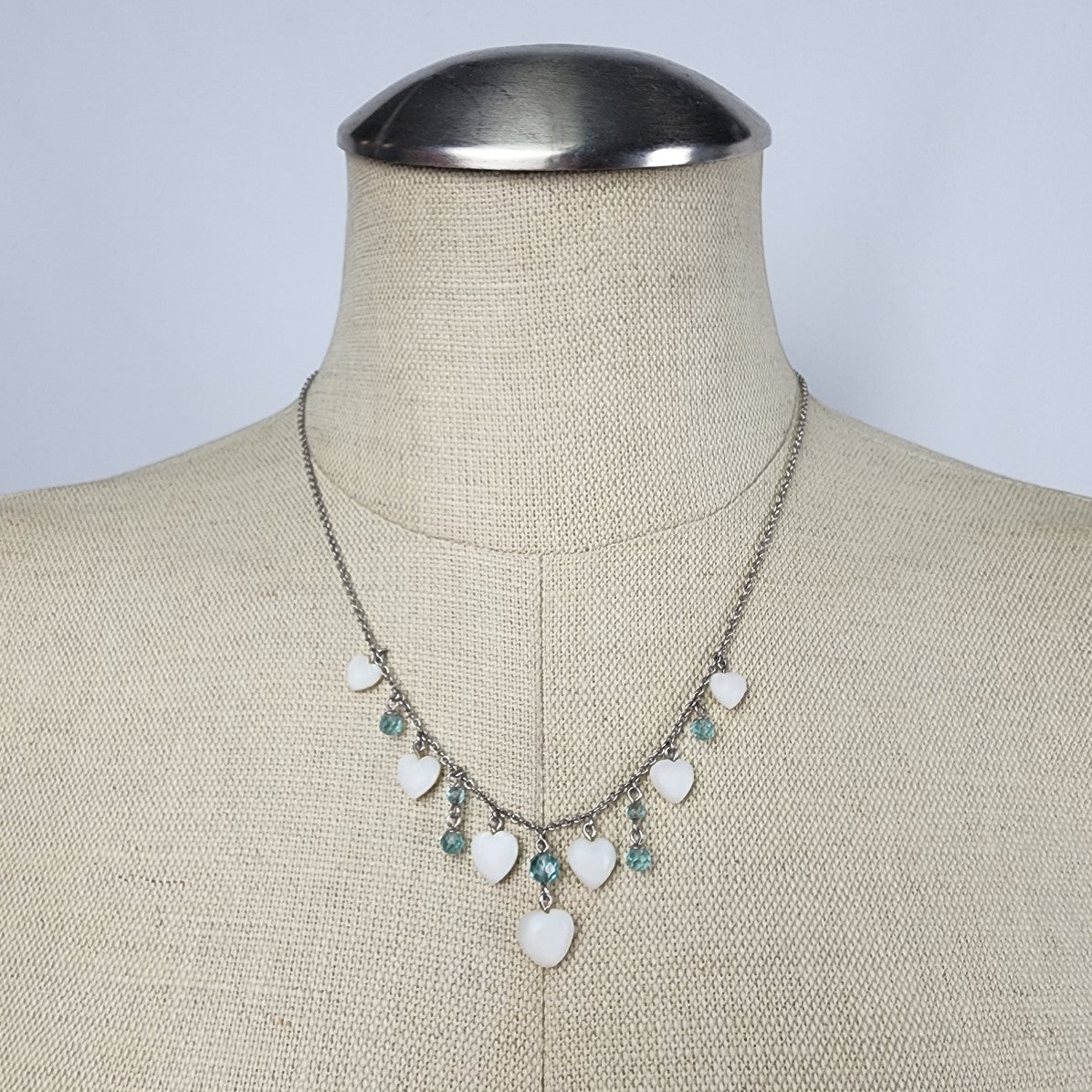 925 Sterling Silver Heart Chandelier Chain Necklace