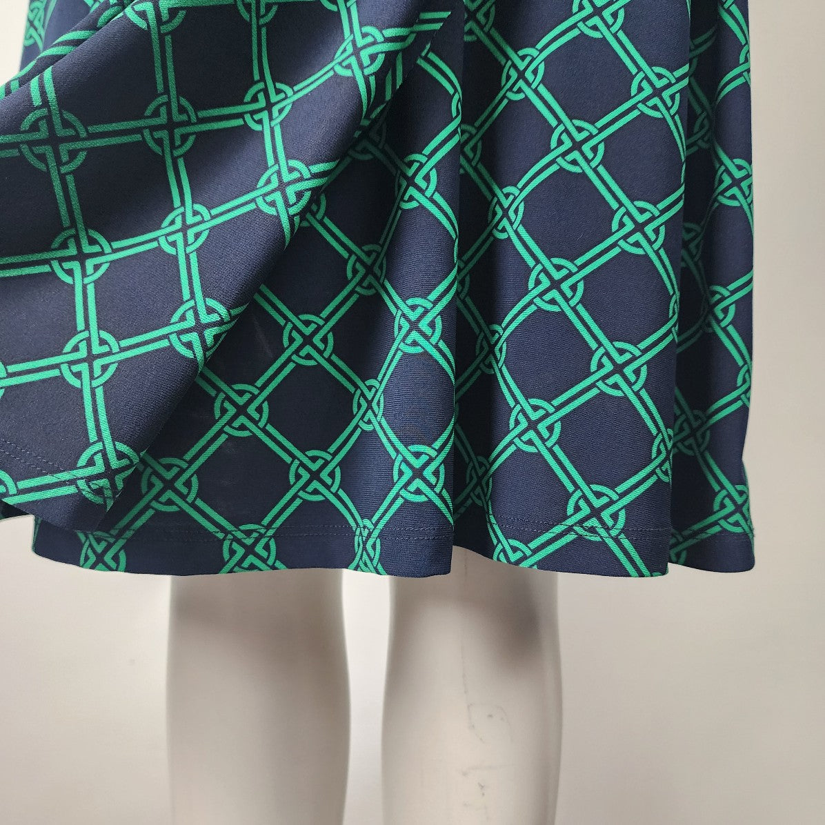 Chaps Navy & Green Faux Wrap Dress Size L