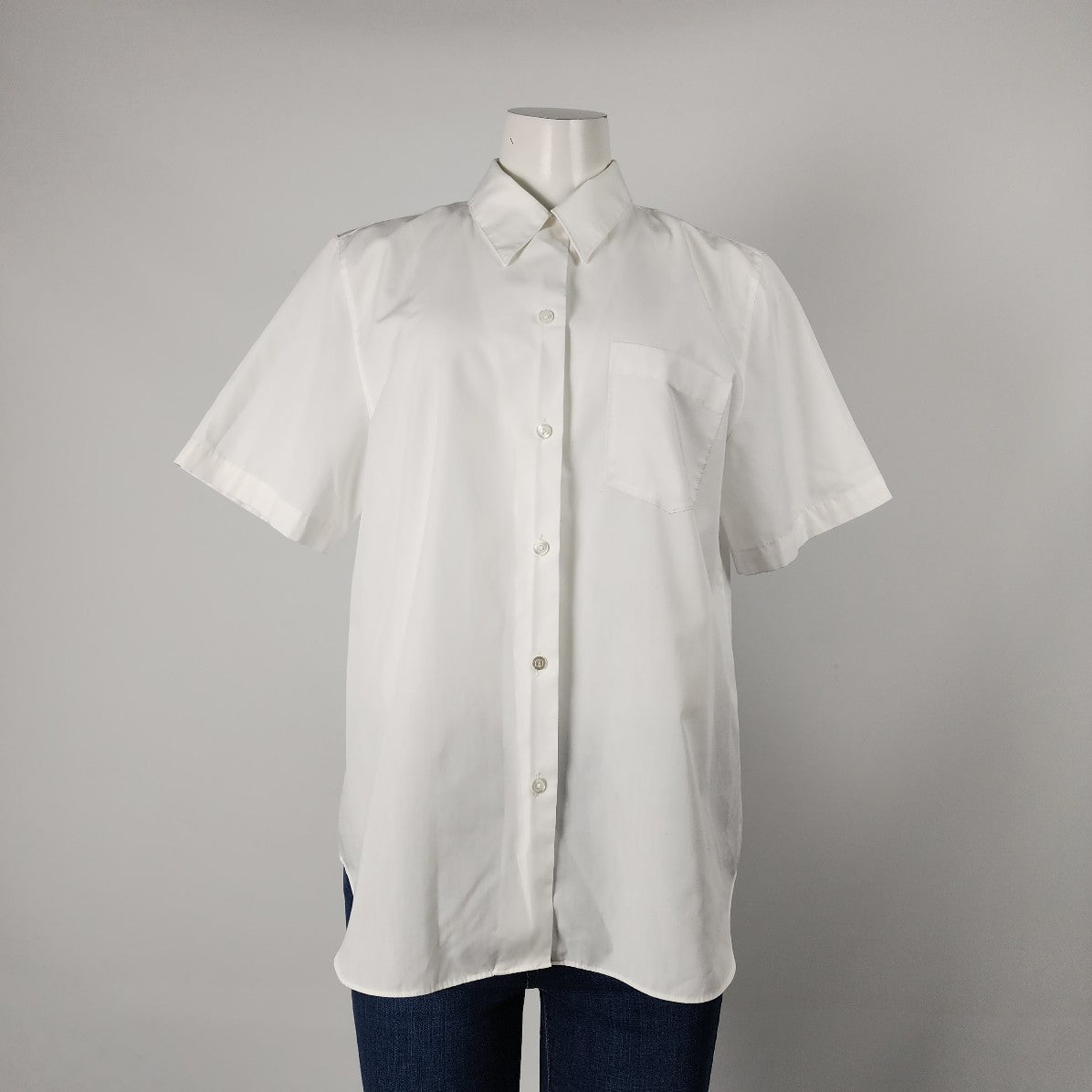 Foxcroft White Cotton Button Up Short Sleeve Top Size 12