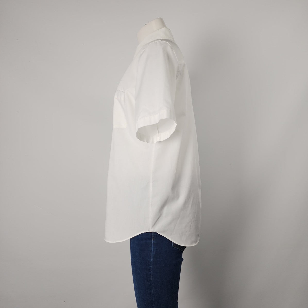Foxcroft White Cotton Button Up Short Sleeve Top Size 12