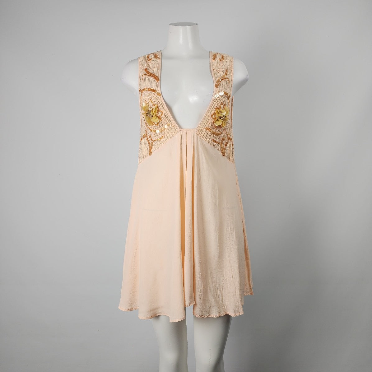 Alice McCall Peach Floral Mesh Tunic Top Mini Dress Size 4