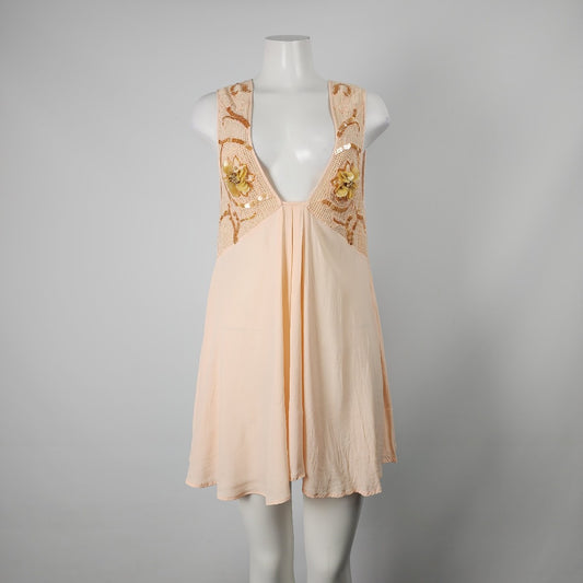 Alice McCall Peach Floral Mesh Tunic Top Mini Dress Size 4