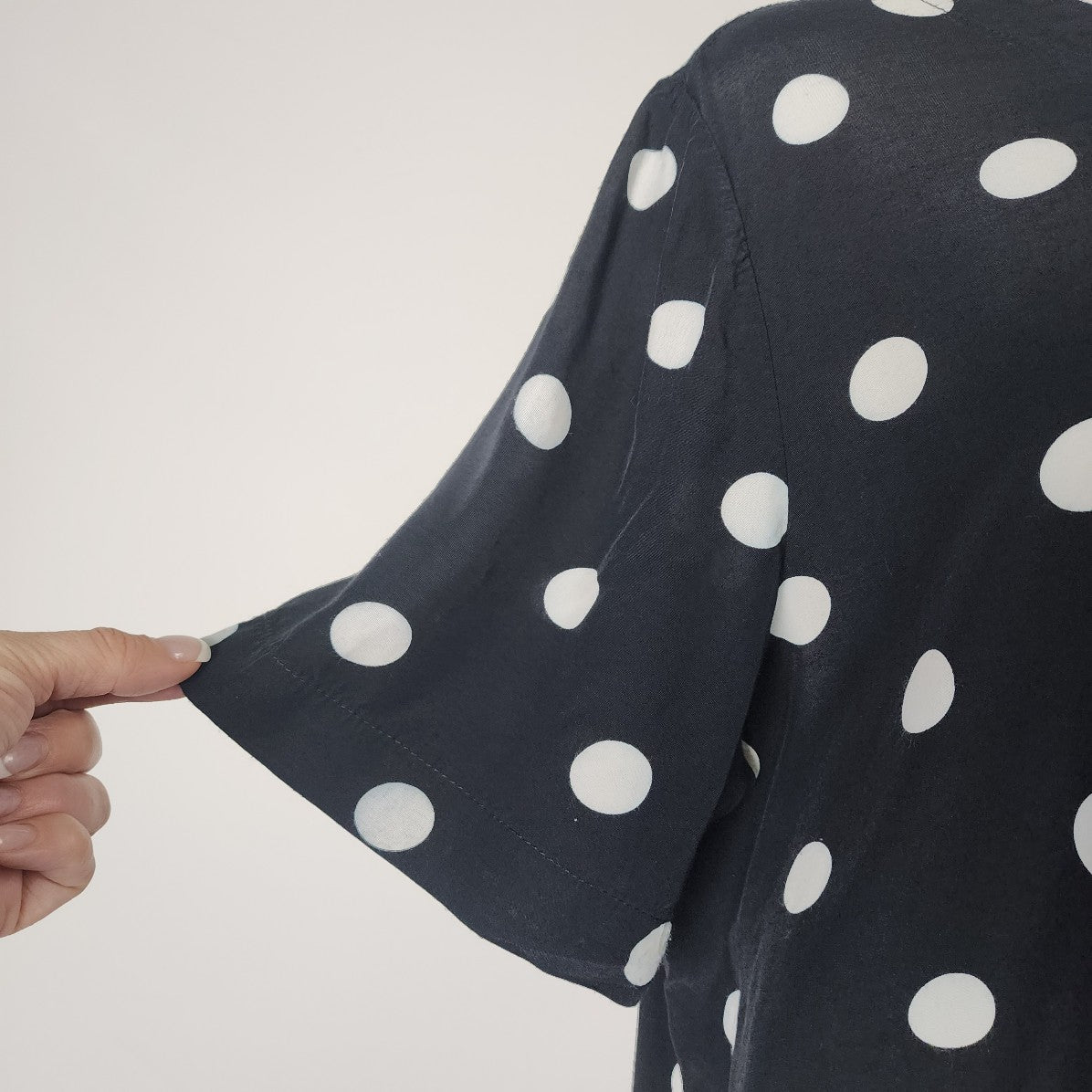 Vintage Black Polka Top Short Sleeve Top Size L