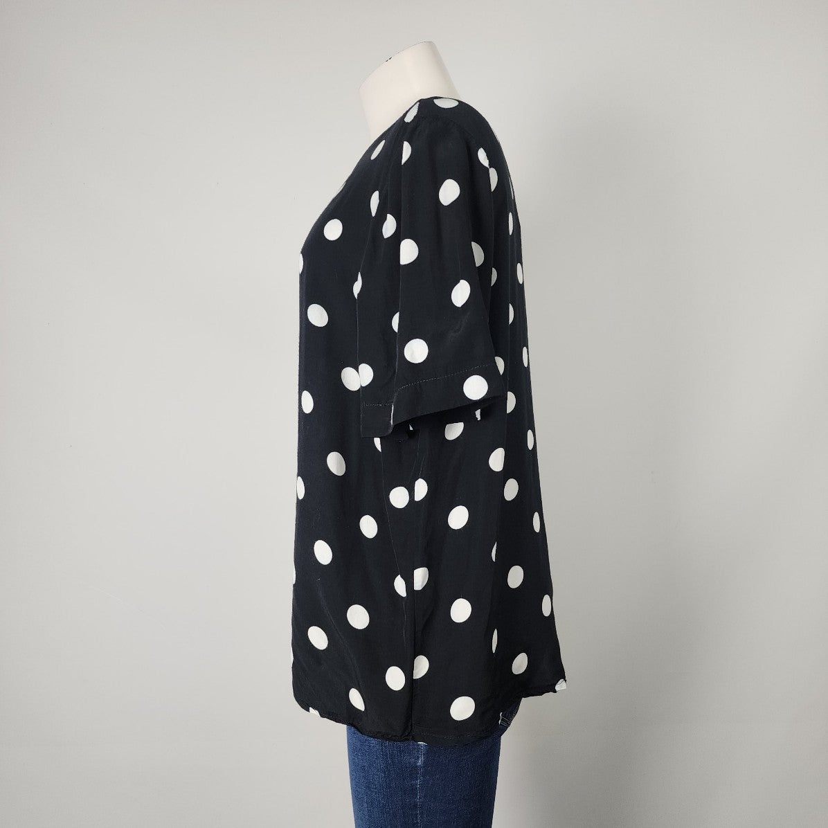 Vintage Black Polka Top Short Sleeve Top Size L