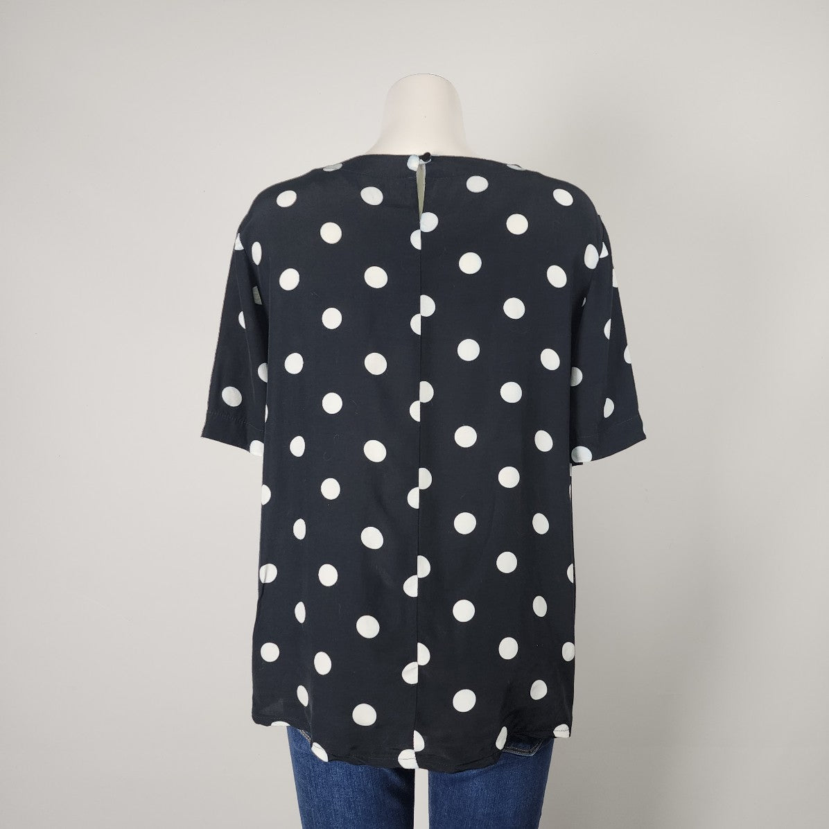 Vintage Black Polka Top Short Sleeve Top Size L