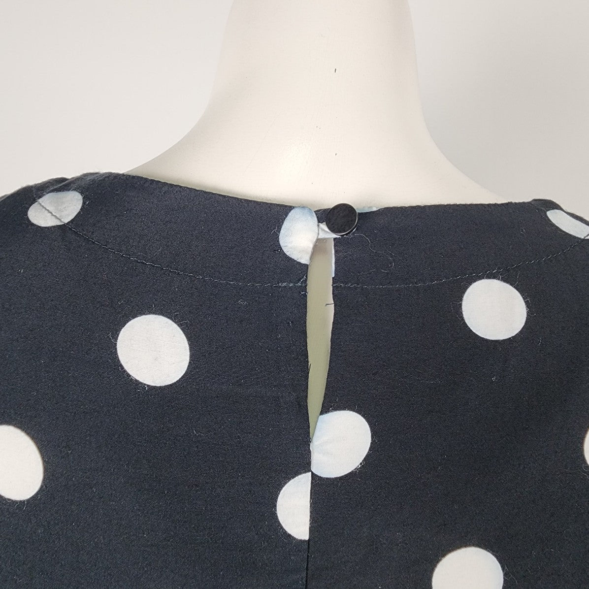Vintage Black Polka Top Short Sleeve Top Size L