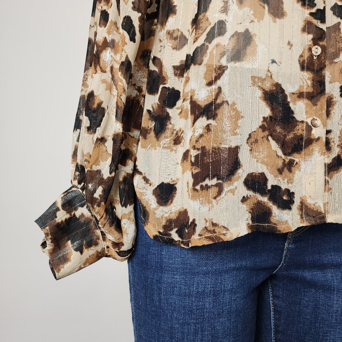 In Wear Brown Button Up Blouse Size 8