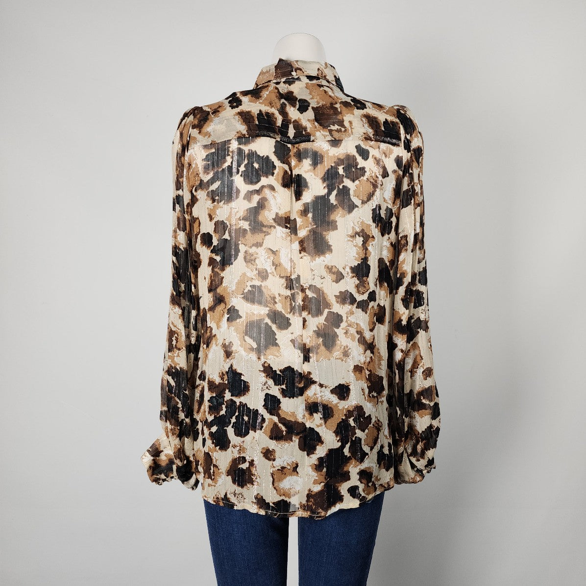 In Wear Brown Button Up Blouse Size 8
