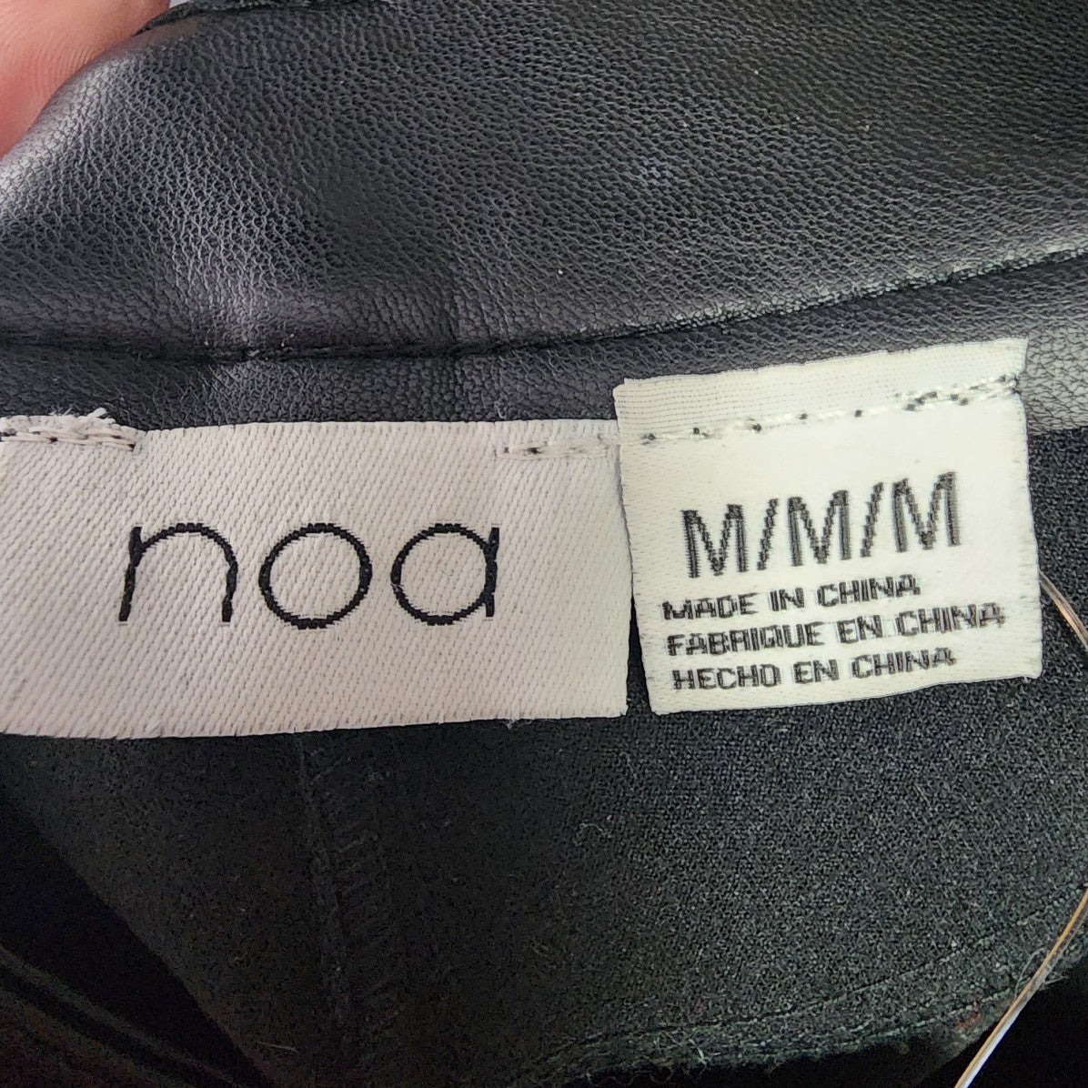 NOA Black Vegan Leather Straight Leg Pants Size M