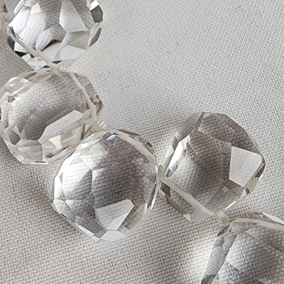 Cut Crystal Hand Knotted Sterling Silver Clasp Necklace