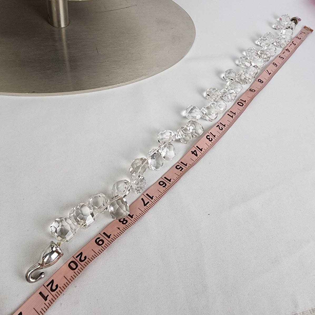 Cut Crystal Hand Knotted Sterling Silver Clasp Necklace