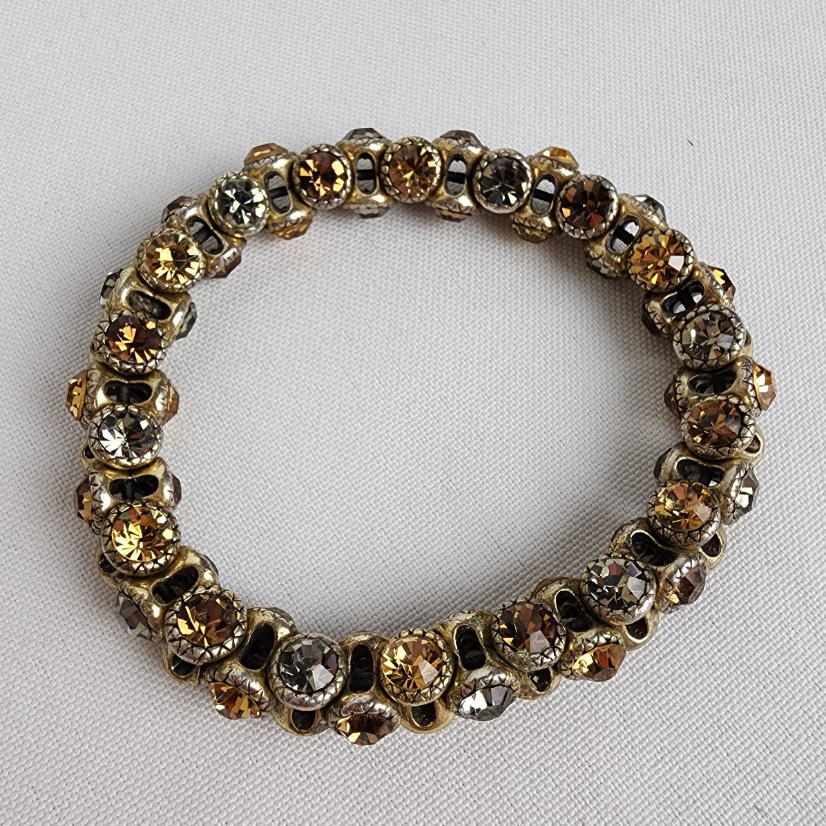 Gold Tone Crystal Rhinestone Stretch Bracelet