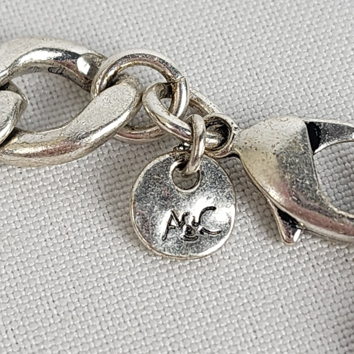 A&C Silver Tone Necklace with Black Faceted Stones - Statement Jewelry