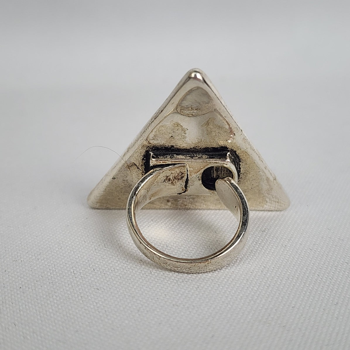 A&C Adjustable Ring with Large Faceted Triangle Glass Stone