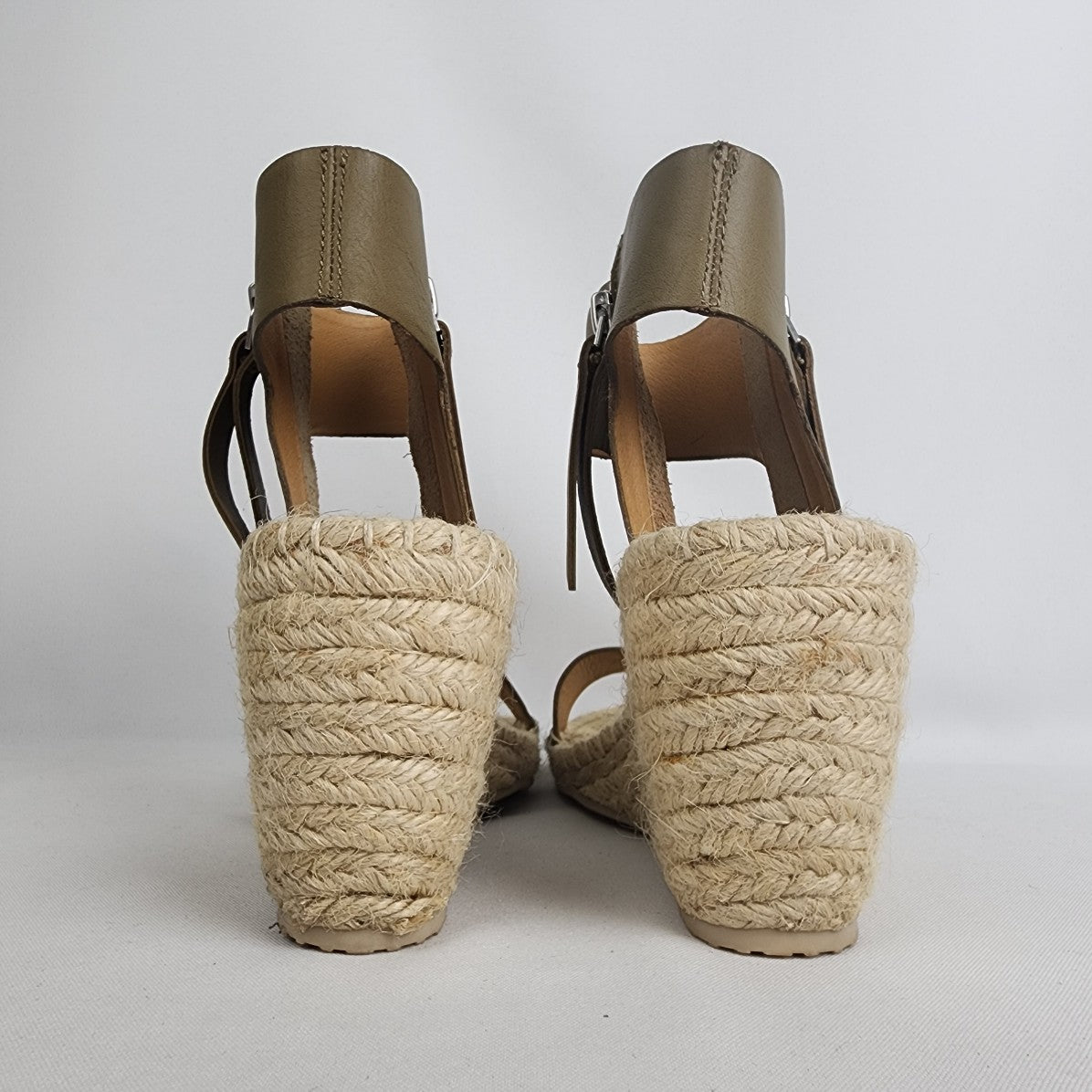 Dolce Vita Espadrille Wedges Olive Leather Sandals Size 7