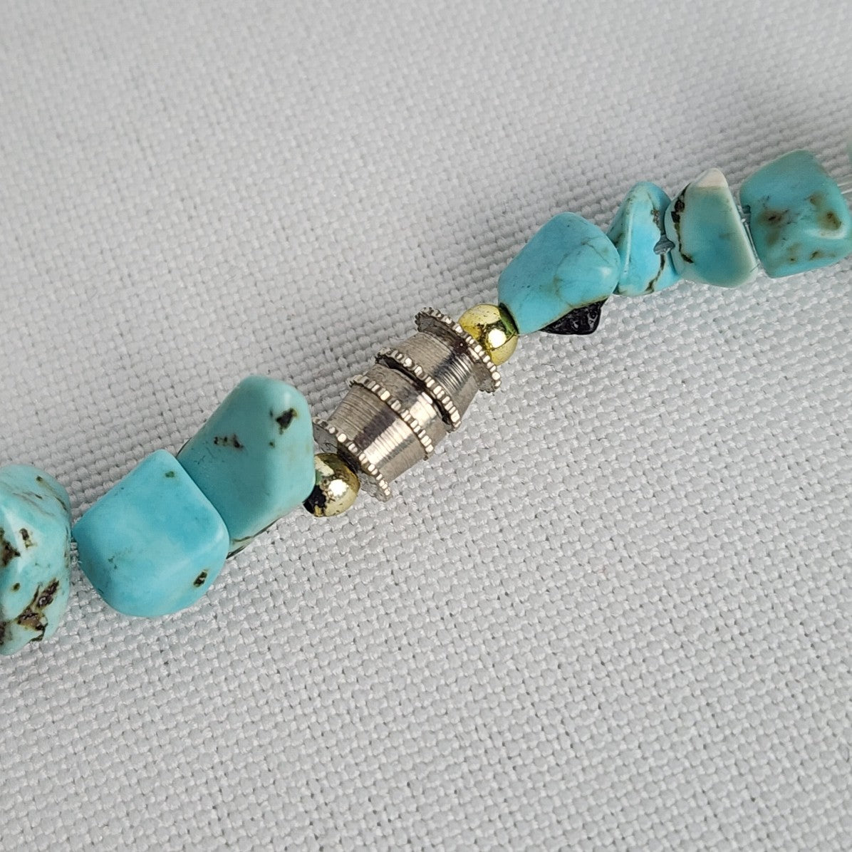Turquoise and Pearl Statement Necklace with Large Teardrop Pendant
