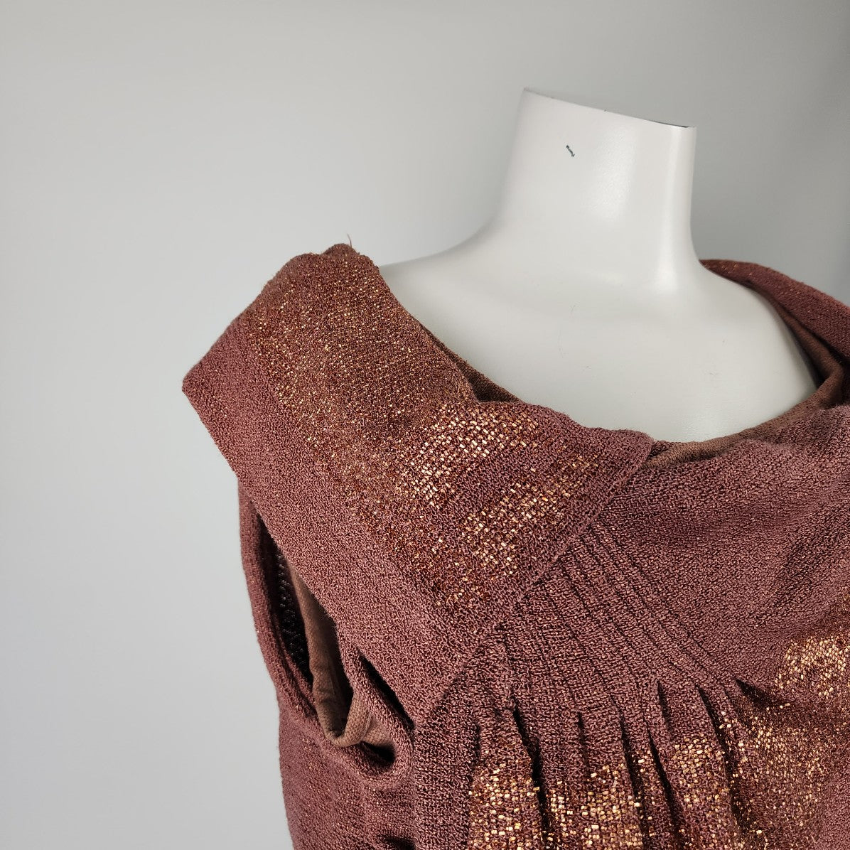 Once by Brenda Handmade Brown Metallic Dress Size S