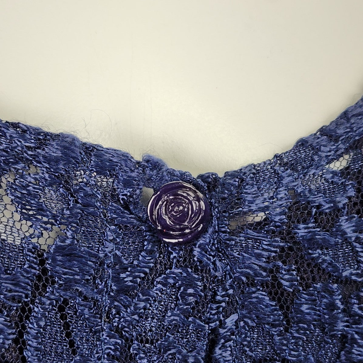 Vintage 90s Jessanan Navy Blue Lace Button Up Midi Dress Size S