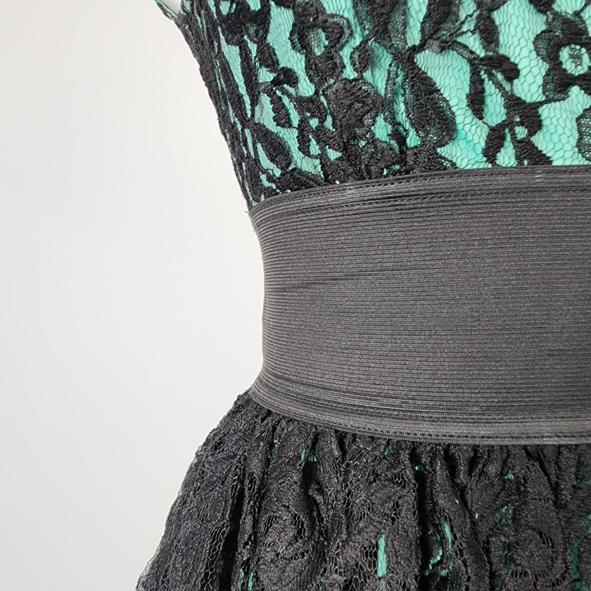 Astrologie California Mint & Black Lace Party Dress Size S