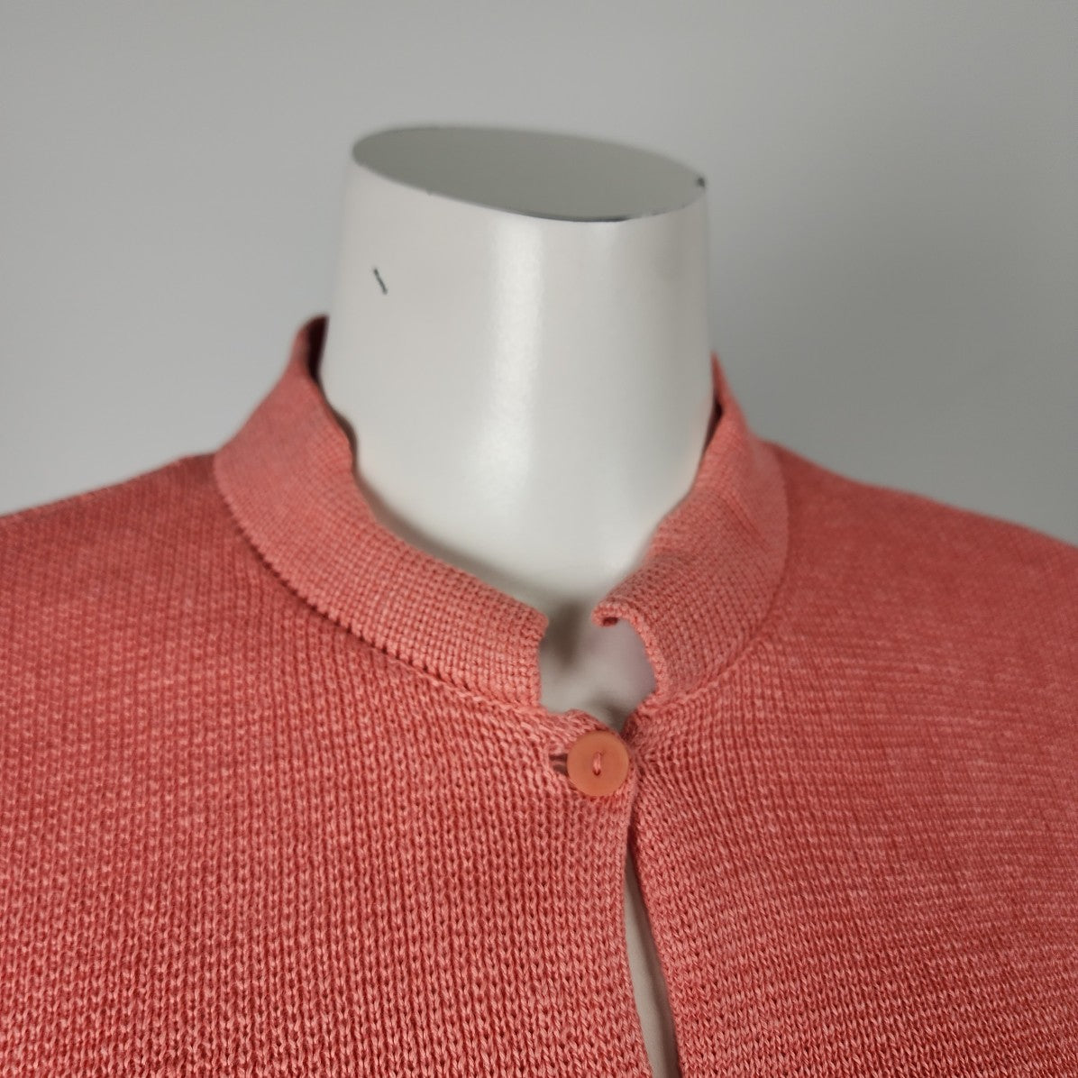 Eileen Fisher Coral Linen Knit Button Up Cardigan Size M