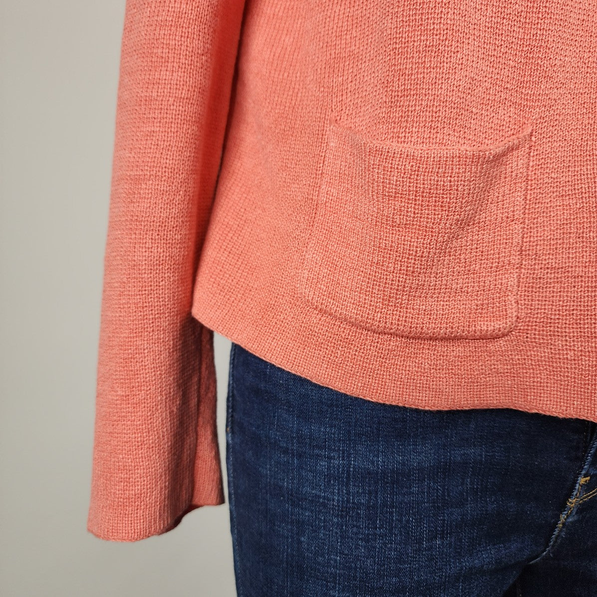 Eileen Fisher Coral Linen Knit Button Up Cardigan Size M
