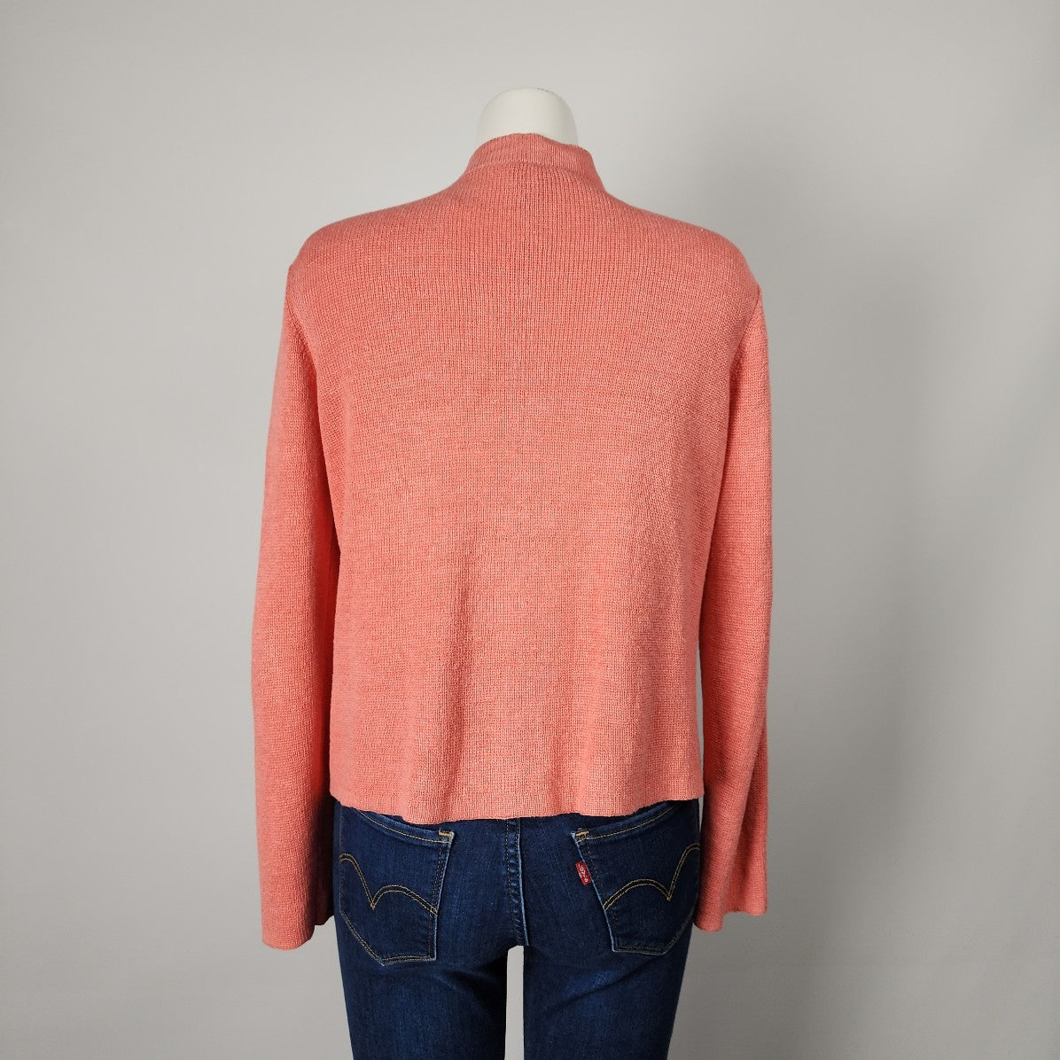 Eileen Fisher Coral Linen Knit Button Up Cardigan Size M