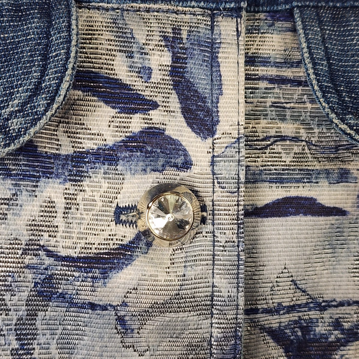 City Girl Petites Crystal Studded Denim Jacket Size S/M