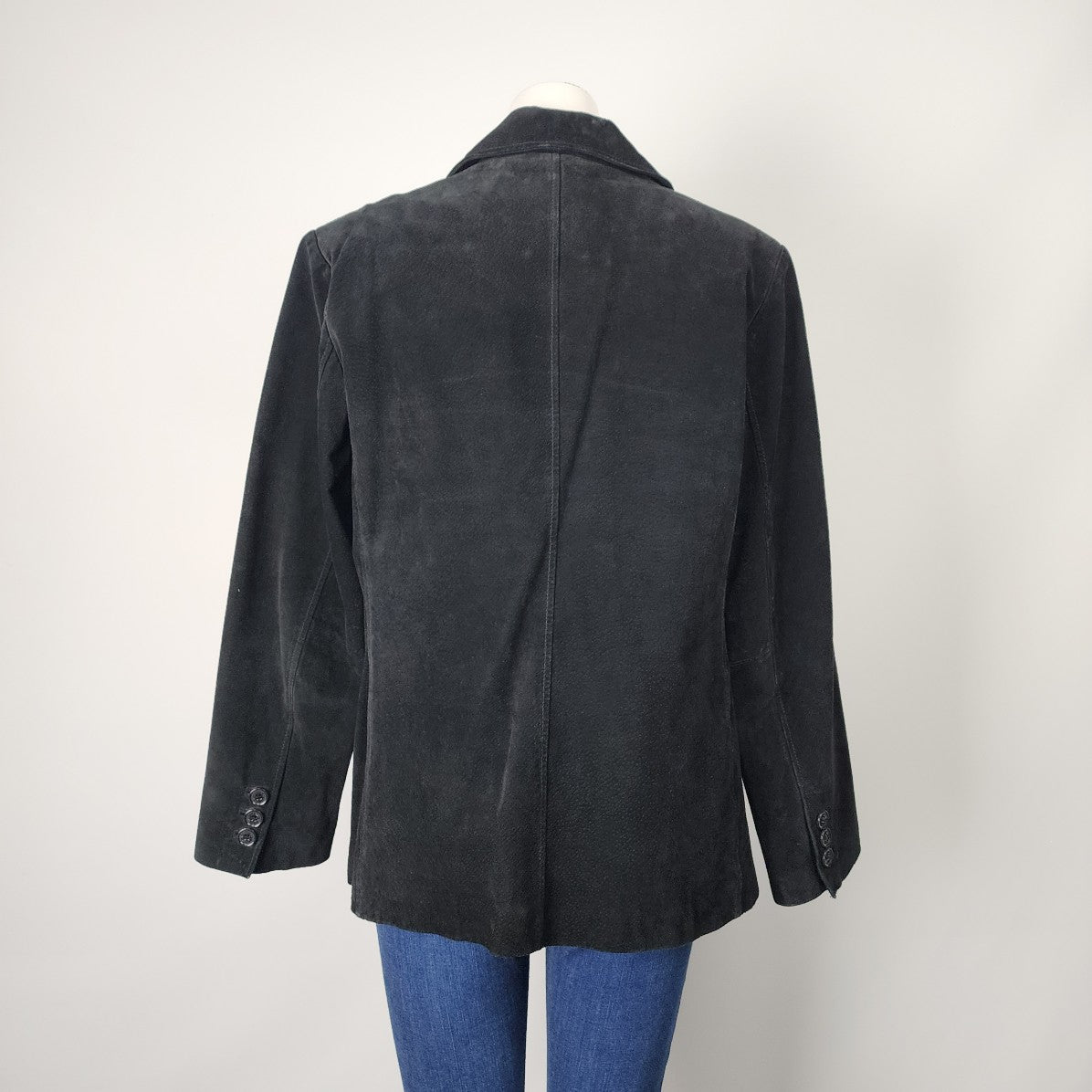 Lady Hathaway Black Suede Button Up Jacket Size L/XL
