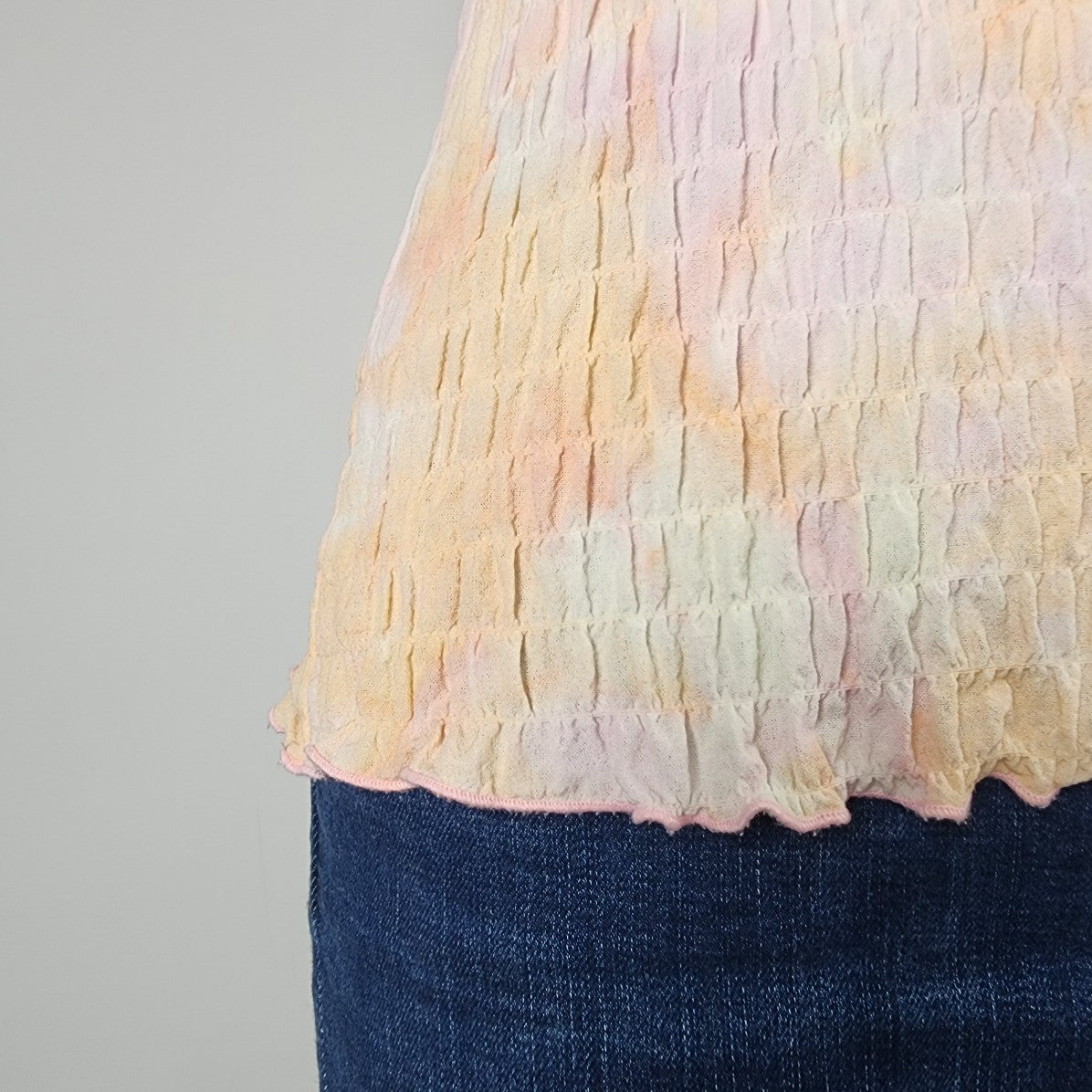 Vintage Simon Chang Pink & Orange Collared Blouse Top Size M