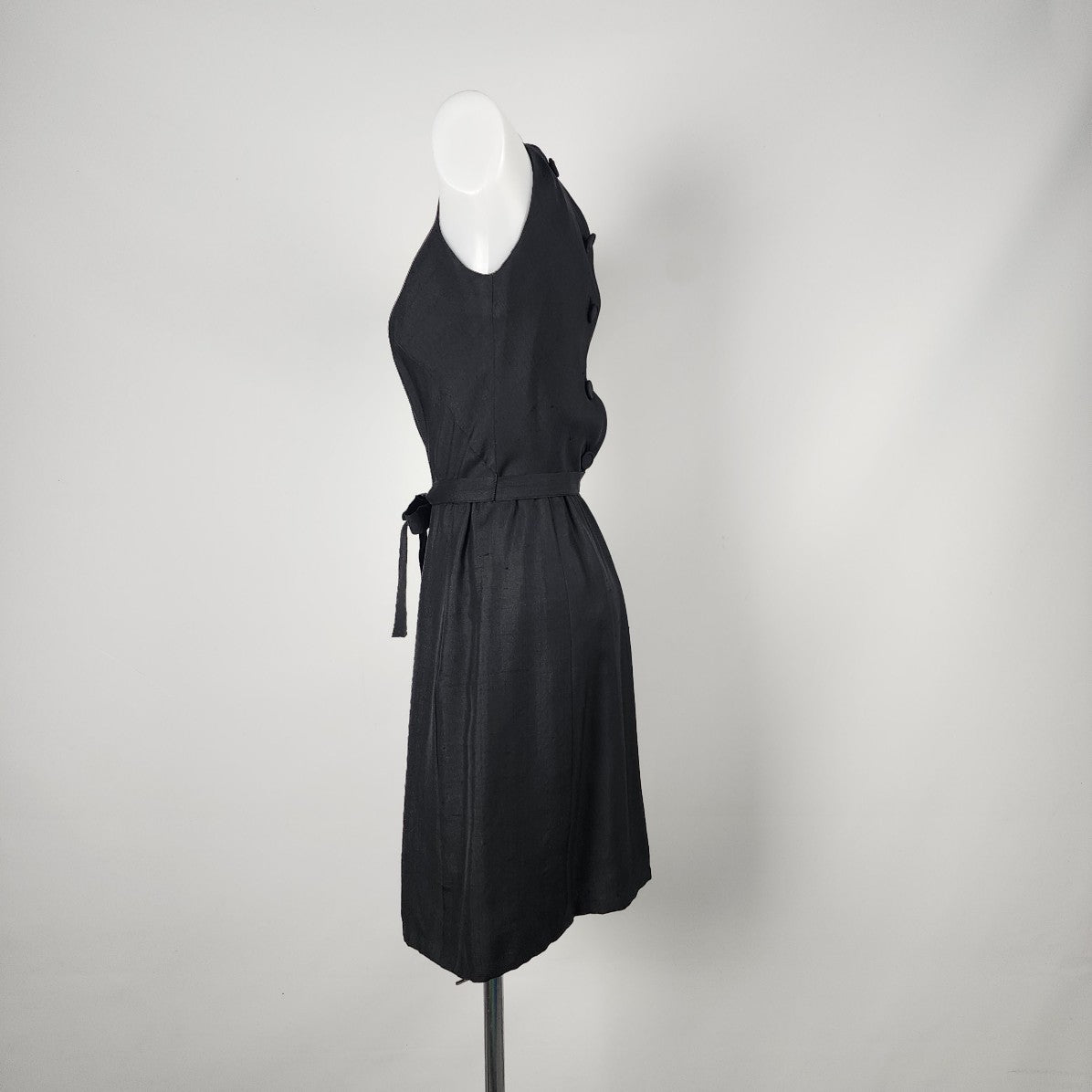 Vintage Bonwit Teller by Townley Black Belted Sleeveless Dress Size XS