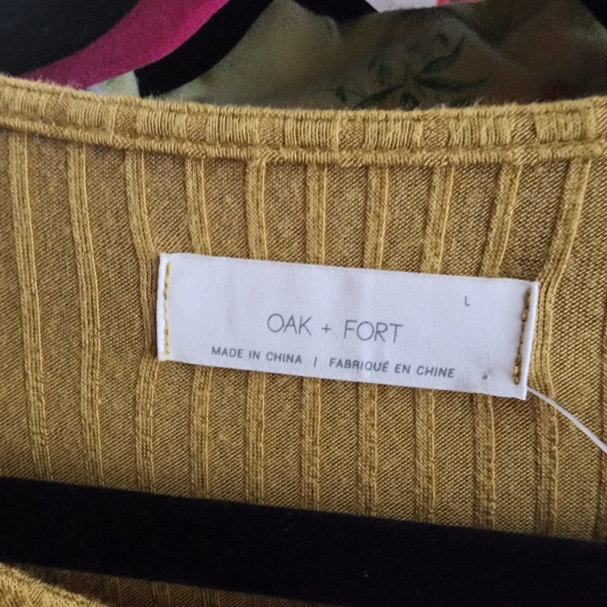 Oak & Fort Yellow Ribbed T-Shirt Dress Size L