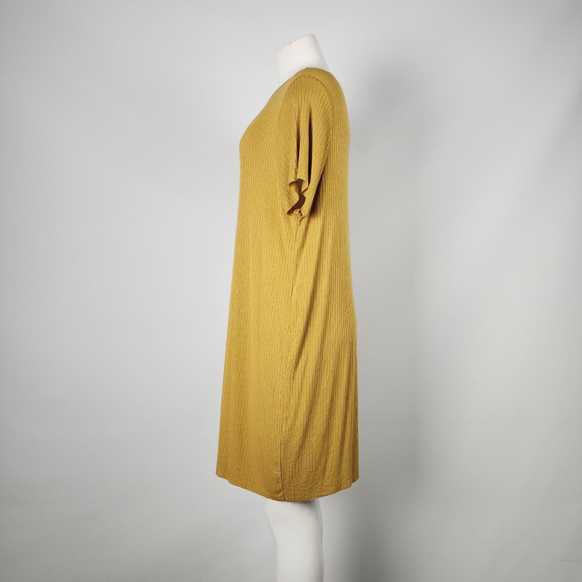 Oak & Fort Yellow Ribbed T-Shirt Dress Size L