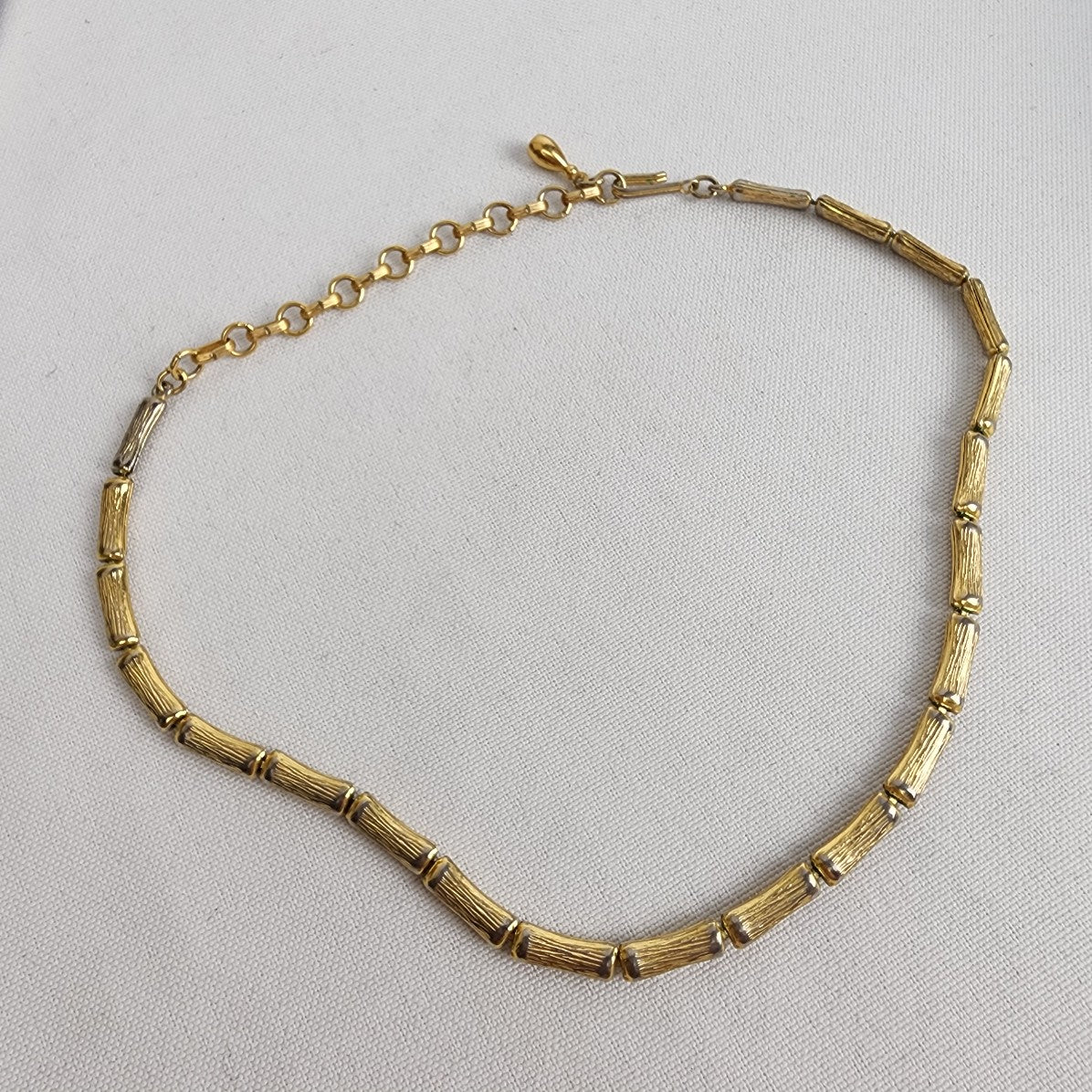 Vintage Gold Tone Bamboo Chain Necklace