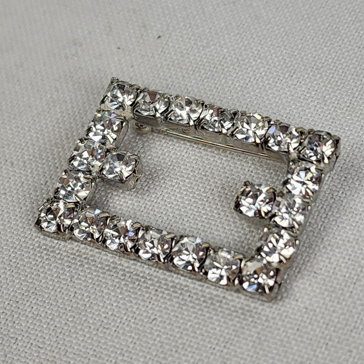Vintage Silver Tone Square Brooch