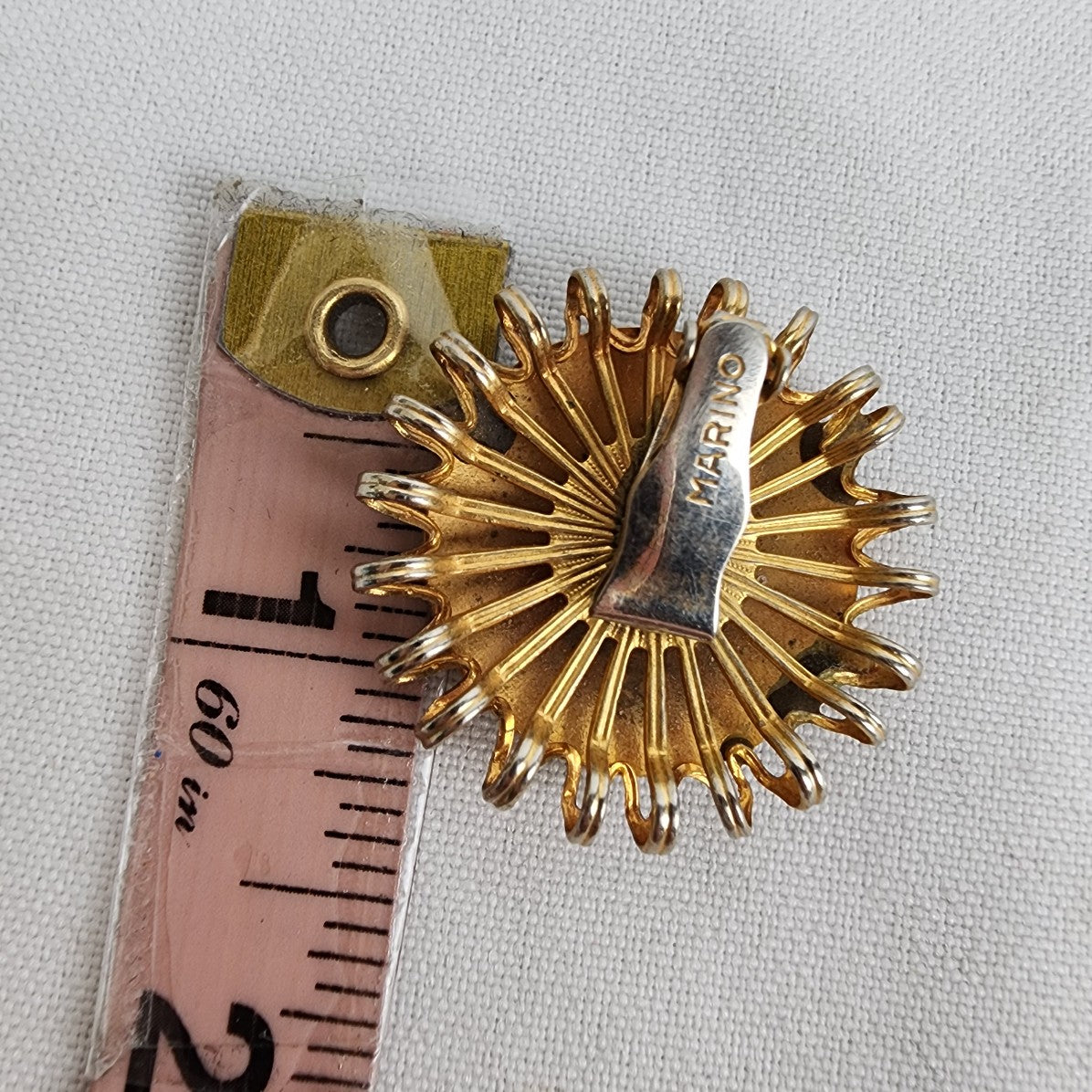 Marino Blue & Gold Enamel Flower Statement Clip On Earrings