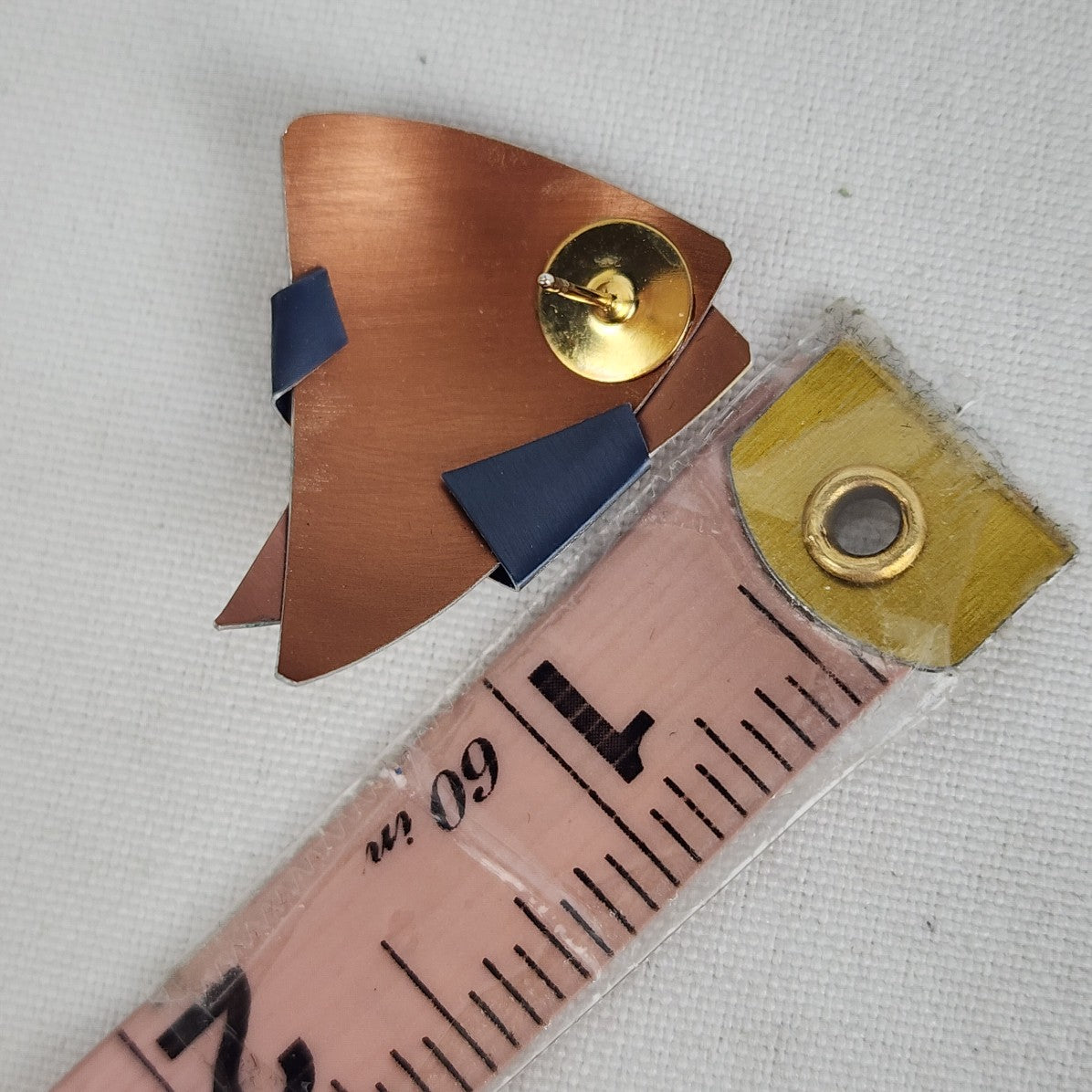 Red Triangle Layered Metal Earrings