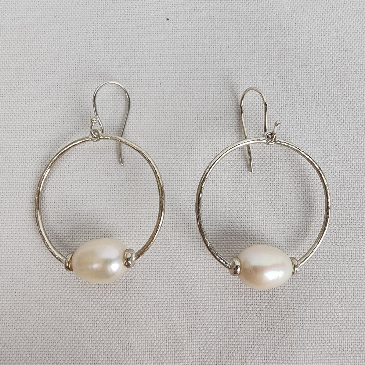 925 Sterling Silver Pearl Hoop Earrings