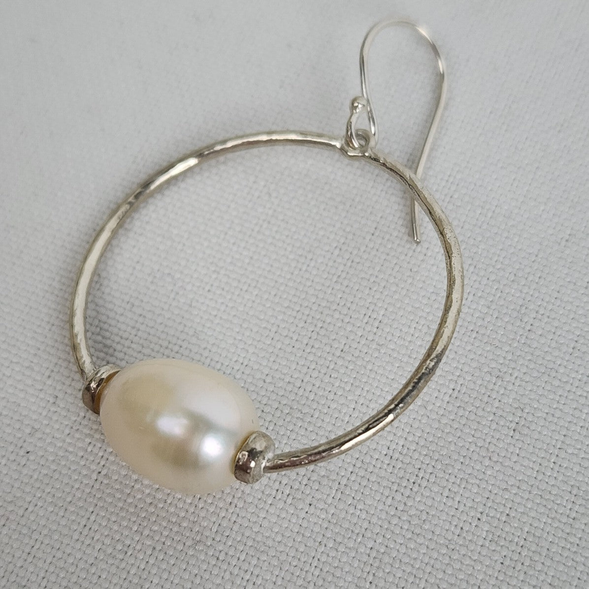 925 Sterling Silver Pearl Hoop Earrings