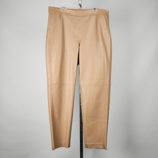 Gerry Weber Brown Vegan Leather Straight Leg Pants Size 16