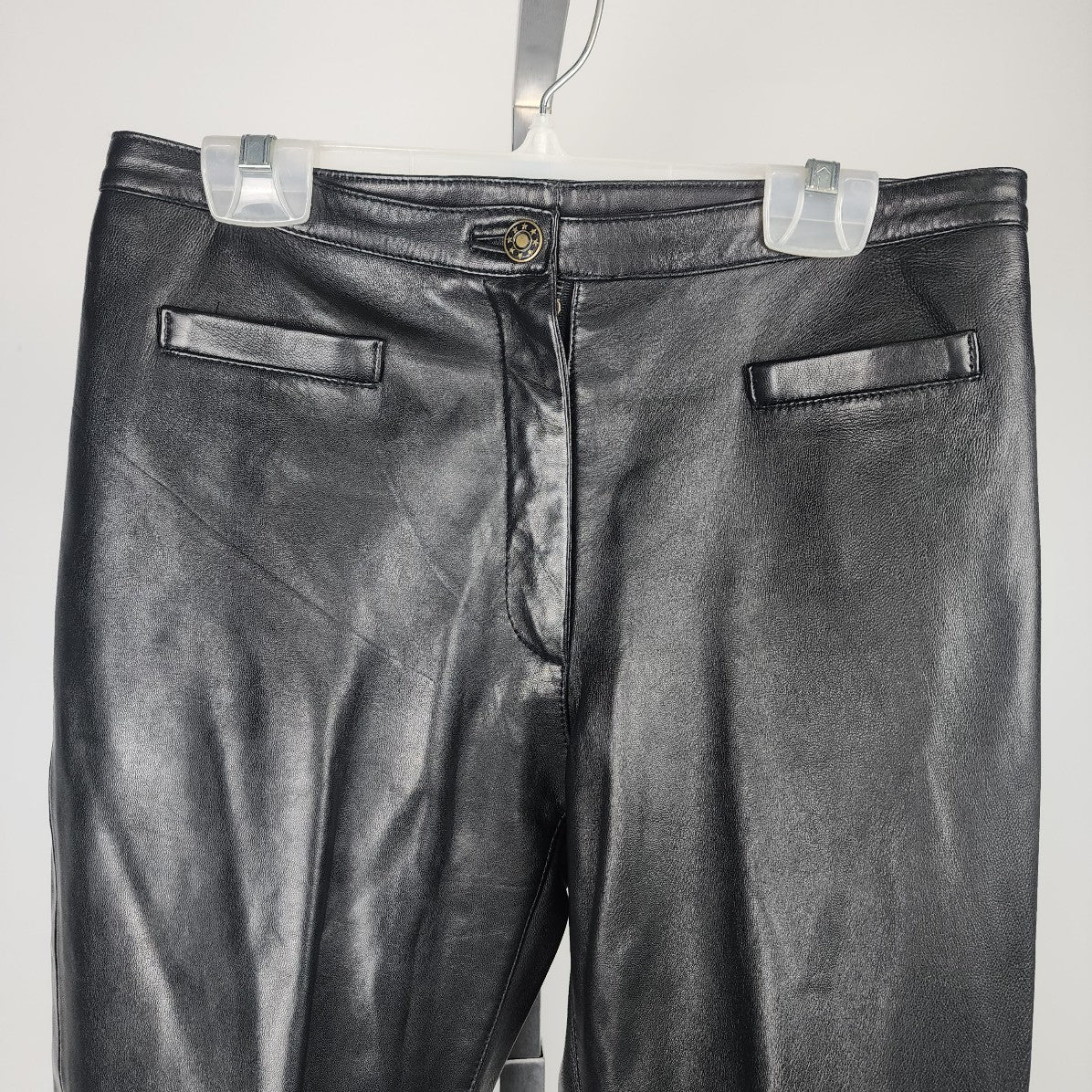 Vintage Boutique Of Leathers Black Leather Straight Leg Pants Size 29