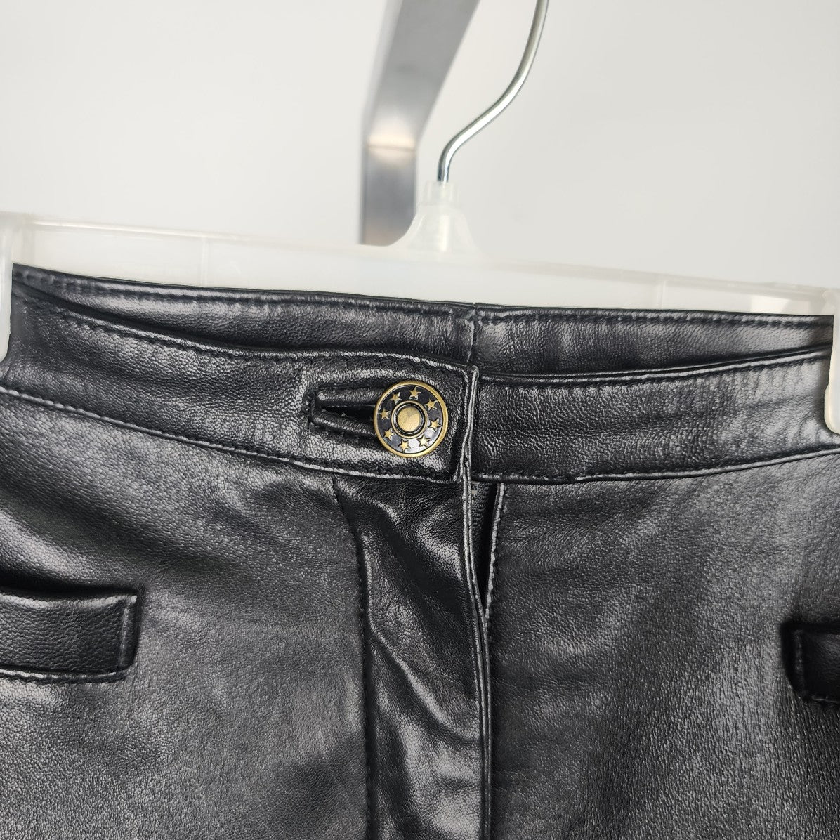 Vintage Boutique Of Leathers Black Leather Straight Leg Pants Size 29